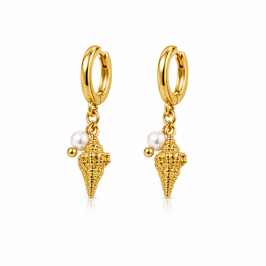 Demi Fine Pearl Shell Drop Hoop Earrings
