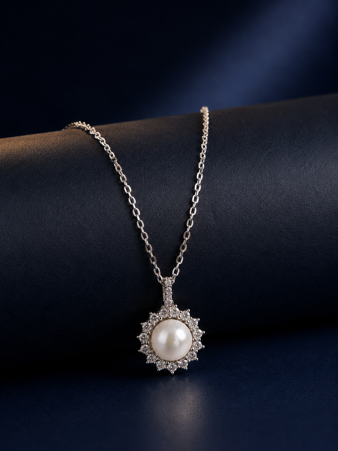 925 Silver Snowfall Pearl Halo Pendant