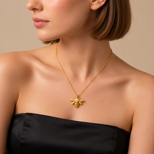 Demi Fine Pearl Bee Necklace