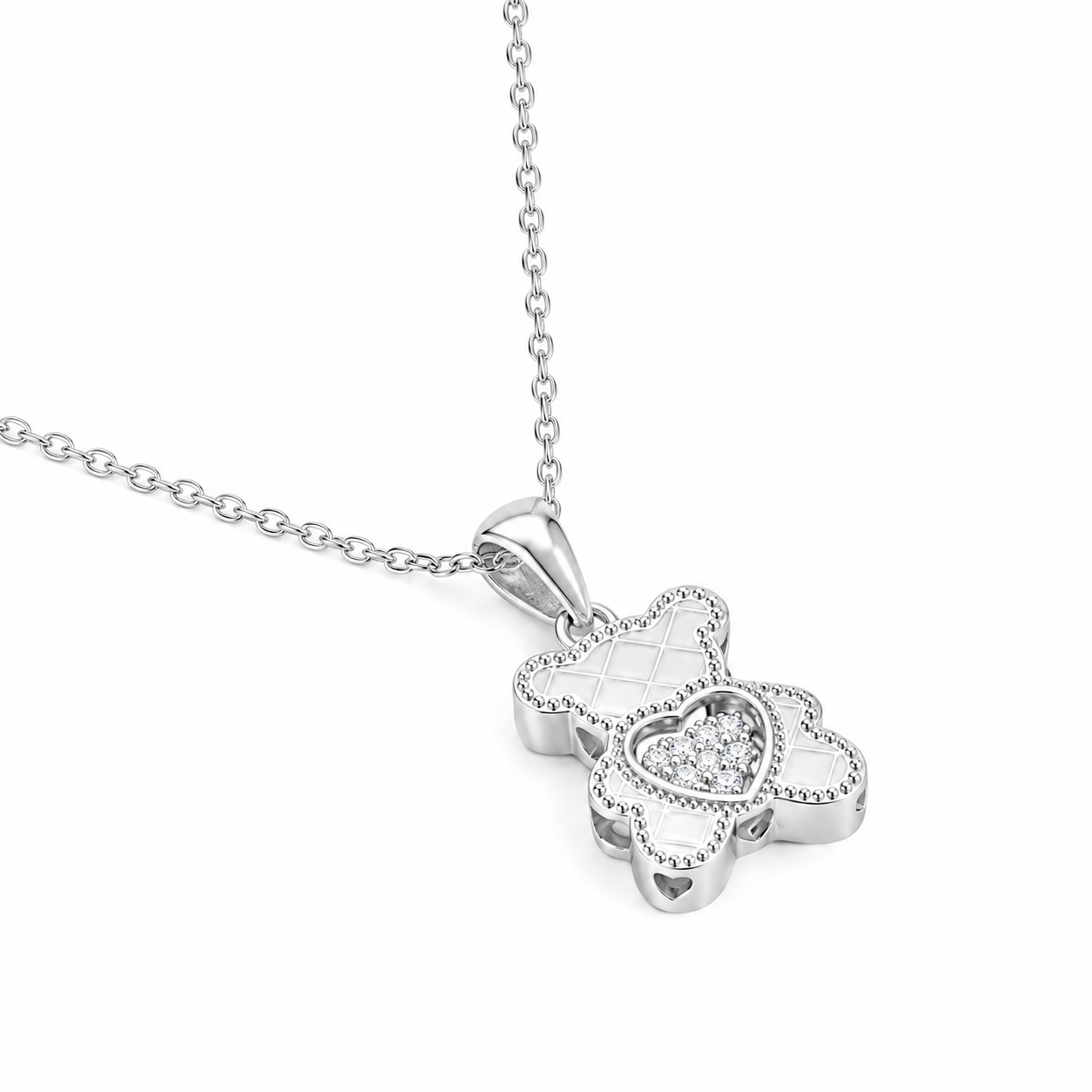 Silver Little Love Teddy Necklace