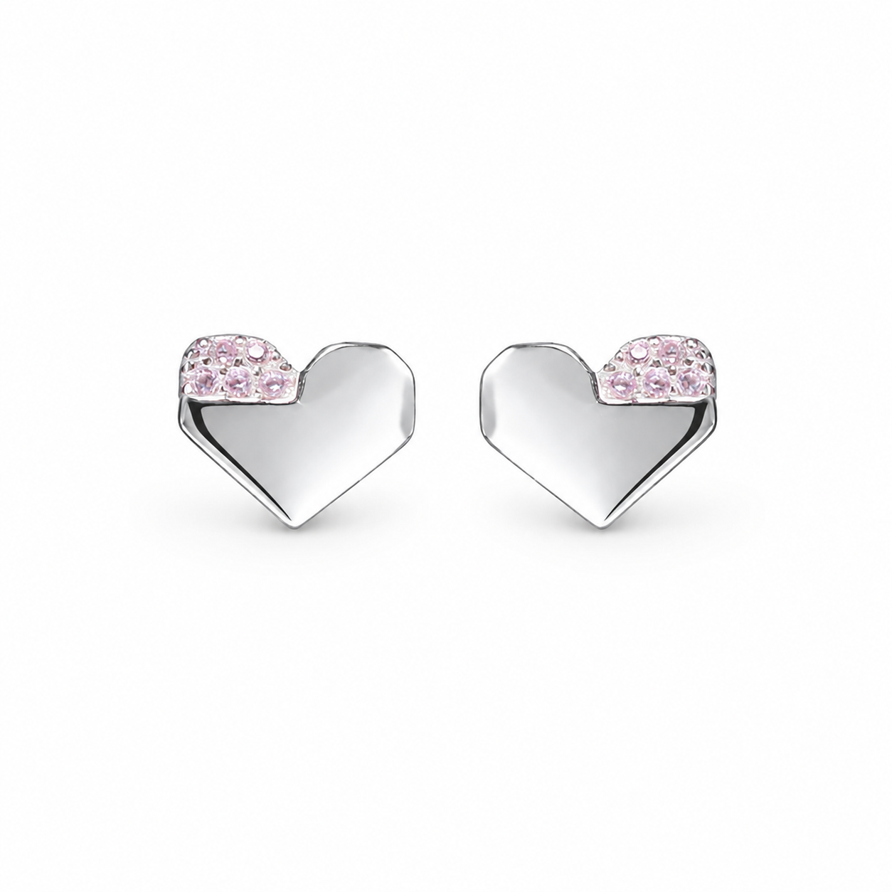 Silver Blush Spark Heart Earrings
