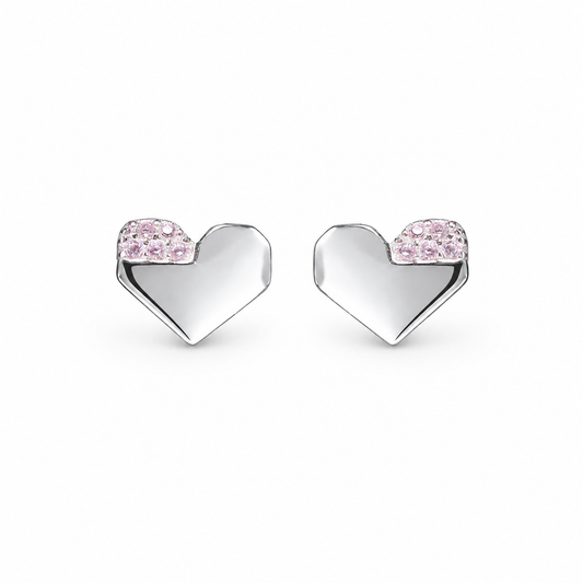 Silver Blush Spark Heart Earrings
