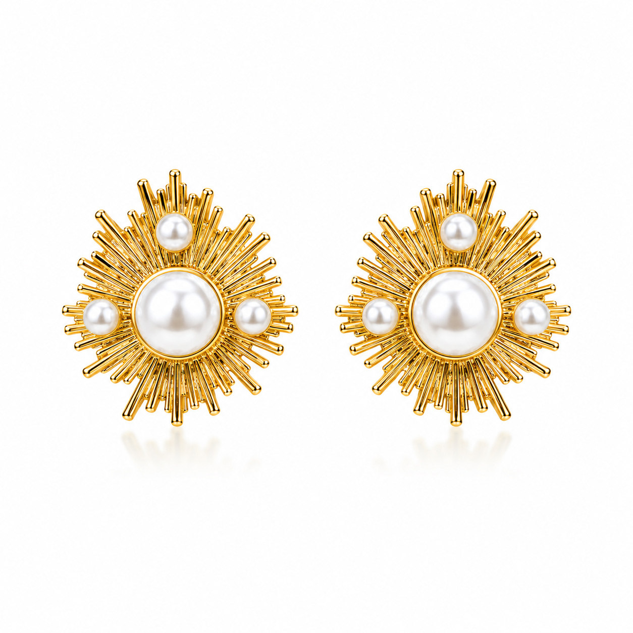 Demi Fine Solara Pearl Sunburst Earrings