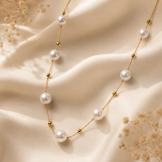 Demi Fine Celestial Pearl Station Necklace