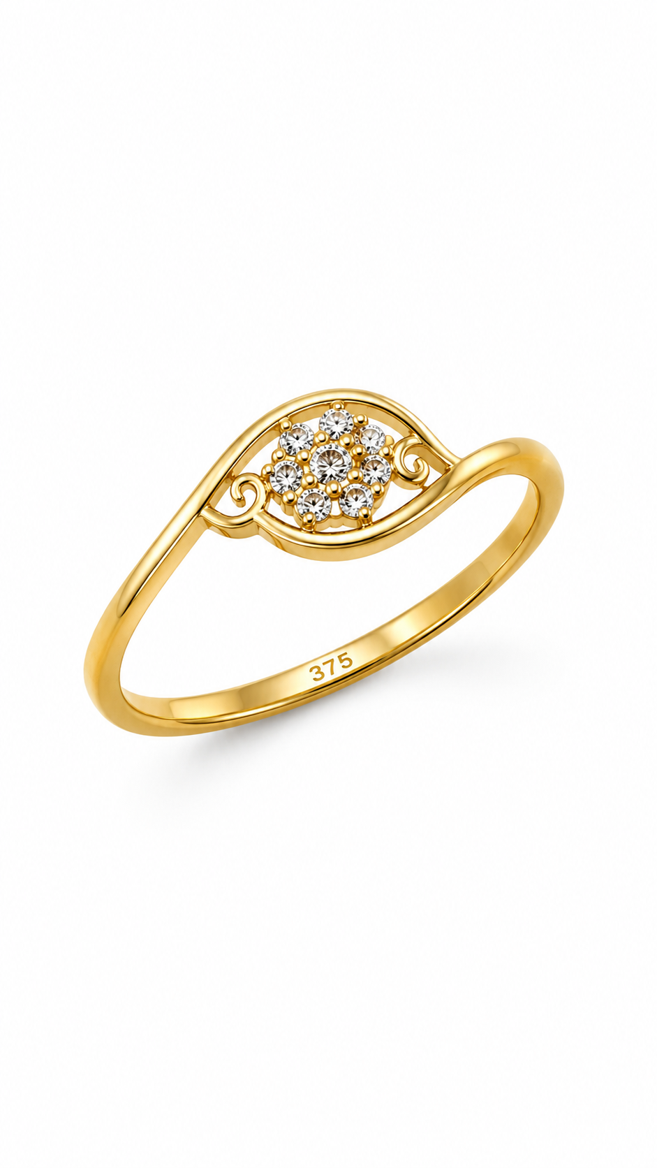 9K Gold Sparkling Motif Ring (Size - 11)