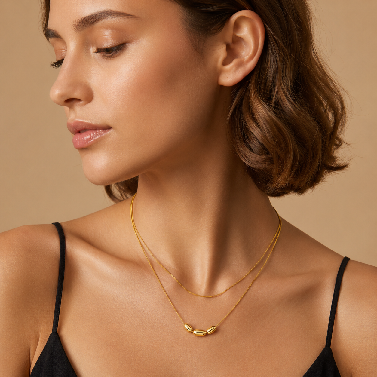 Demi Fine Layered Bead Accent Necklace