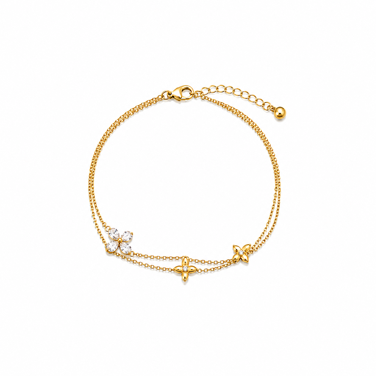 Demi Fine Double Chain Flower Bracelet