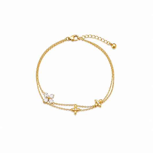 Demi Fine Double Chain Flower Bracelet