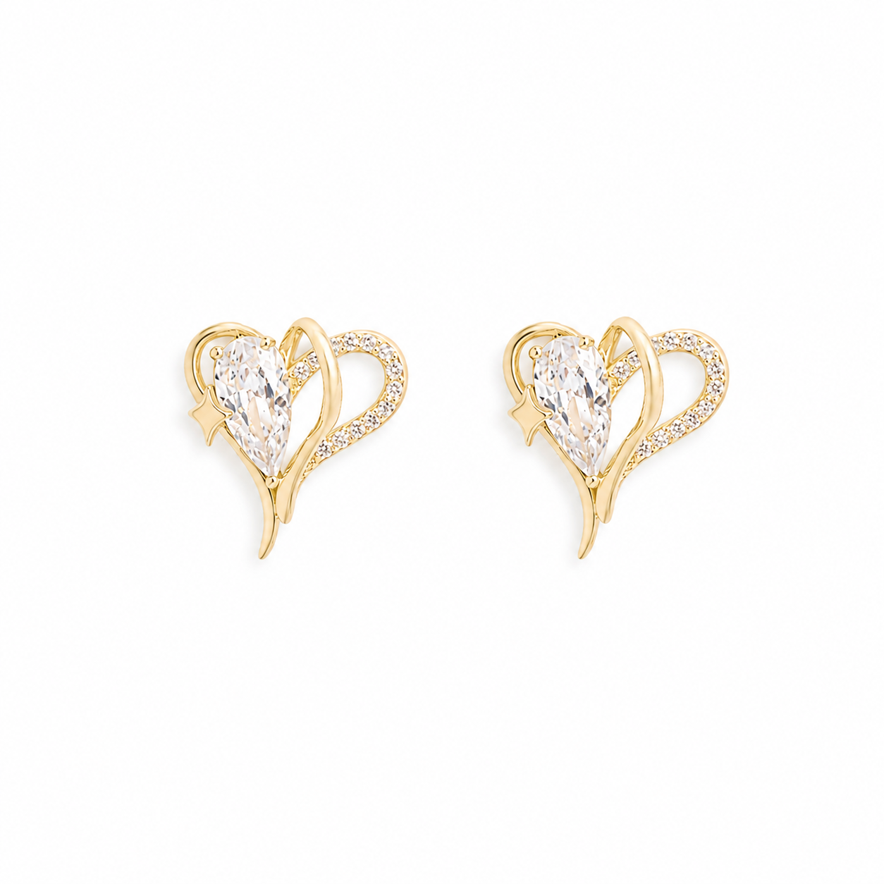 Silver Elegant Heart Studs