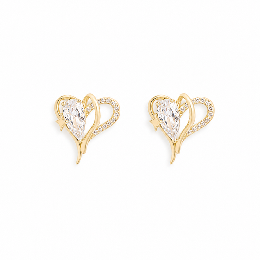 Silver Elegant Heart Studs