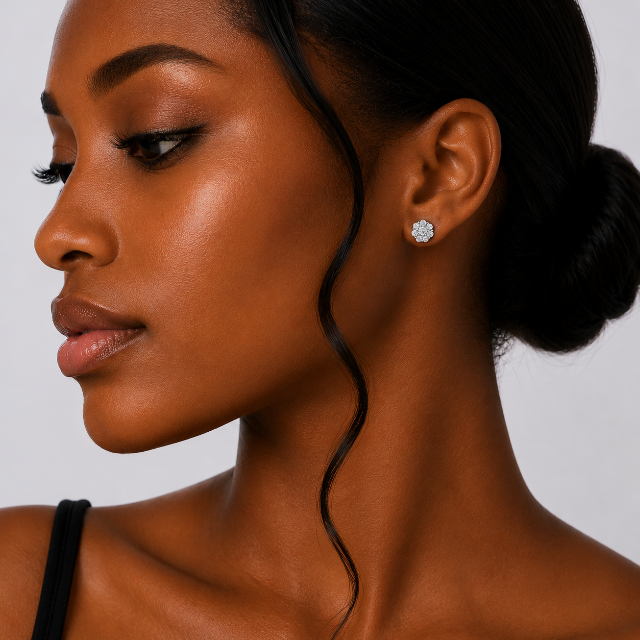 Silver Floral Cluster Stud Earrings