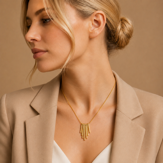 Radiant Cascade Bar Pendant Necklace