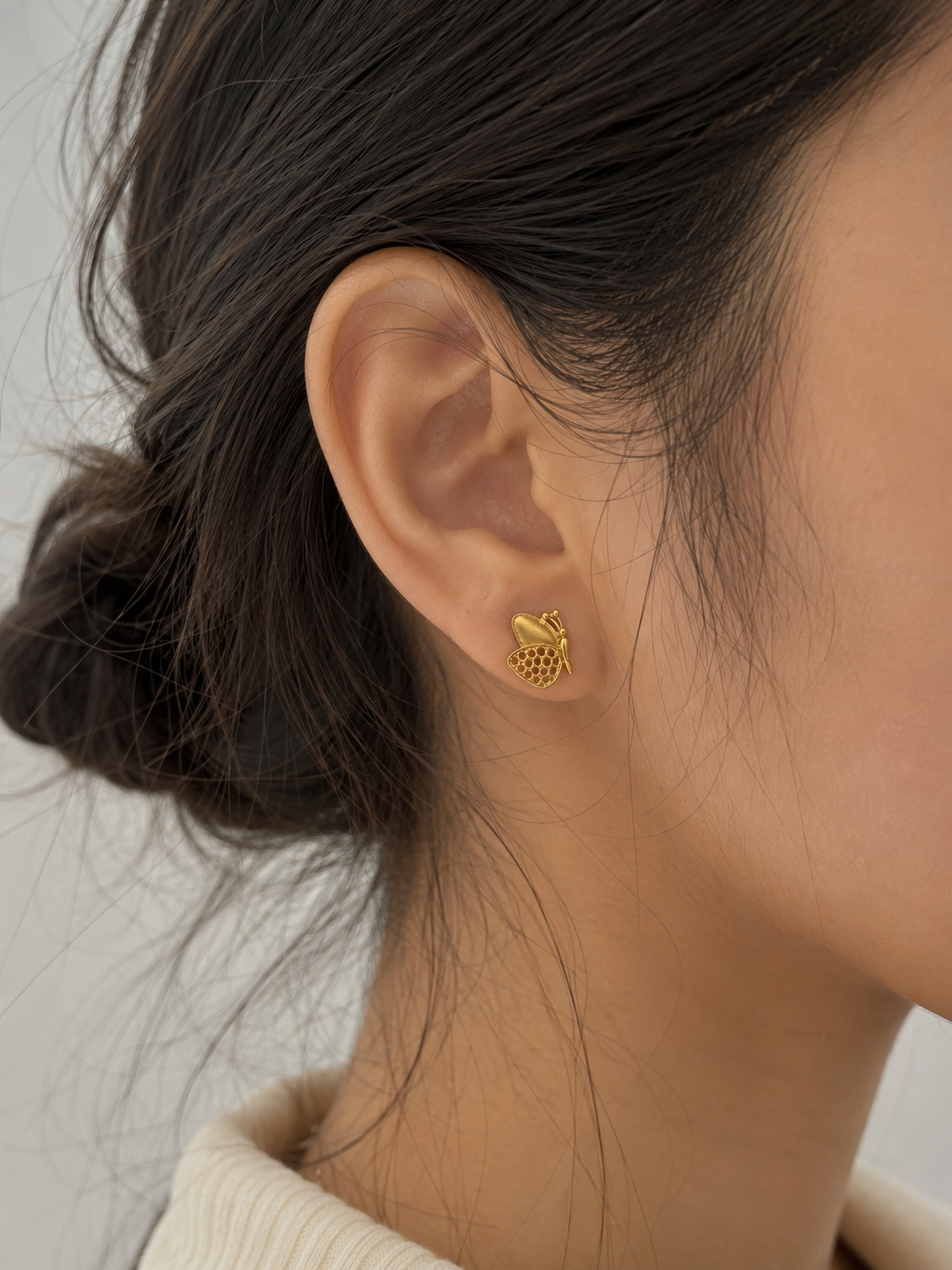 9K Gold Butterfly Stud Earrings