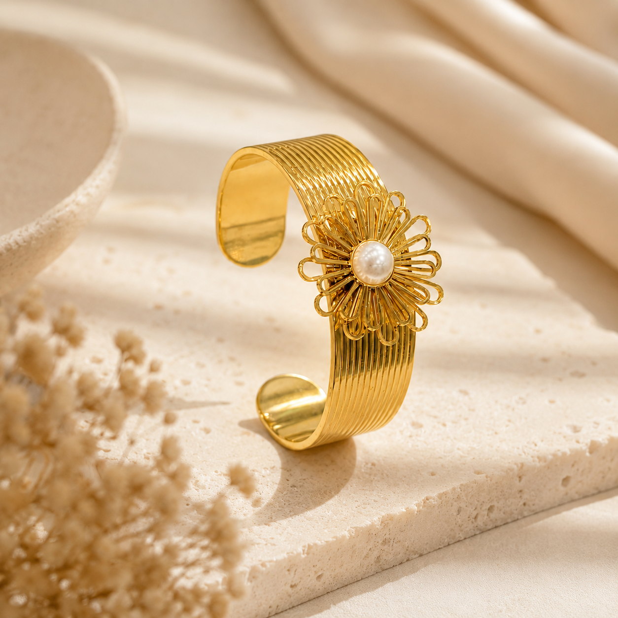 Demi Fine Floral Pearl Statement Cuff