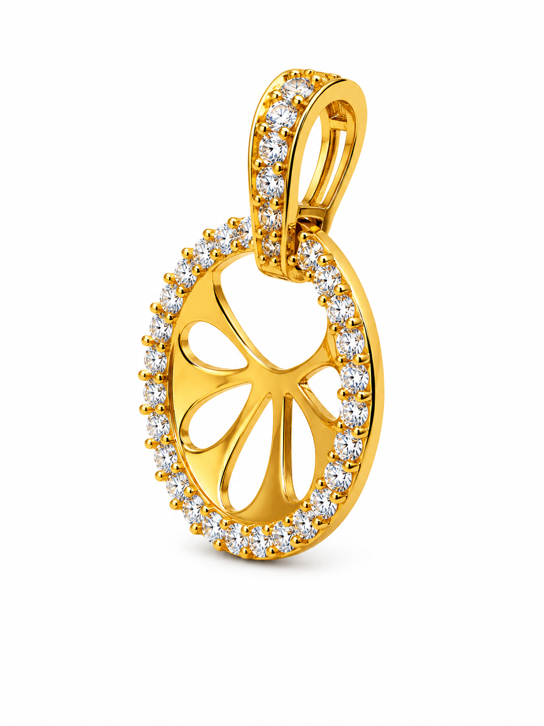 9K Gold Circular Diamond Halo Pendant