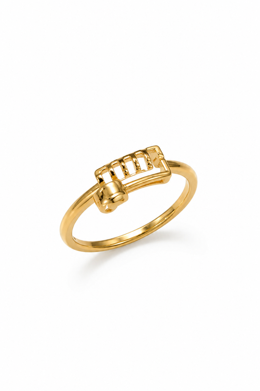 9K Gold Modern Lock Ring (Size -11)