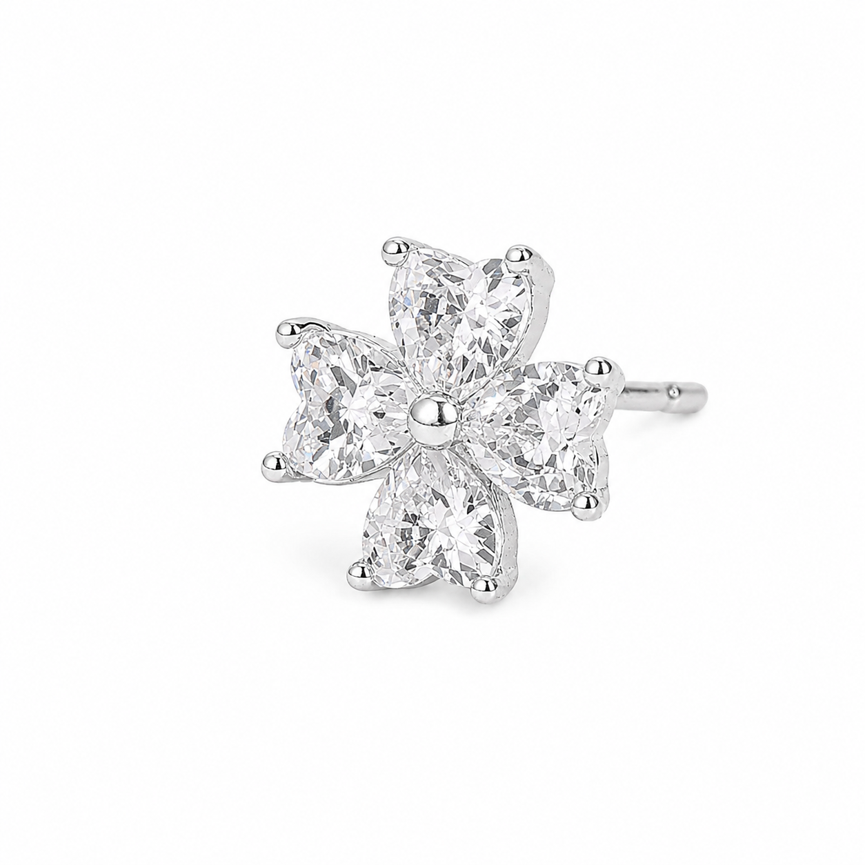Silver Love Petal Earrings