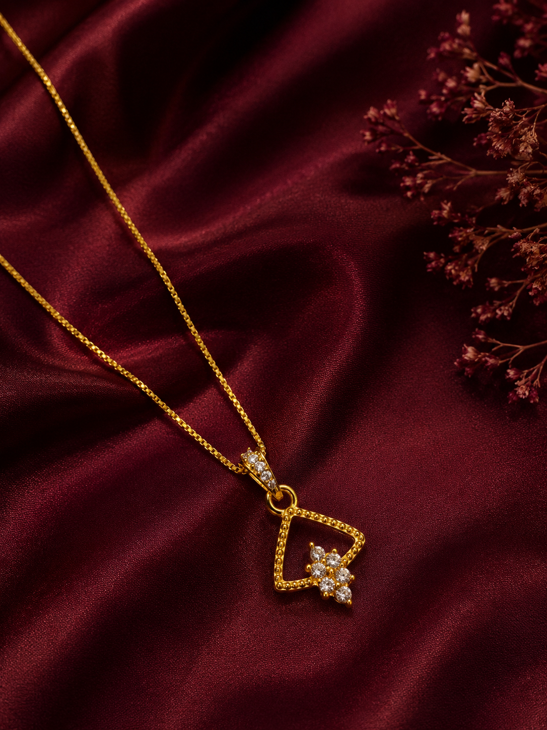Elegant Triangle 9K Gold Pendant