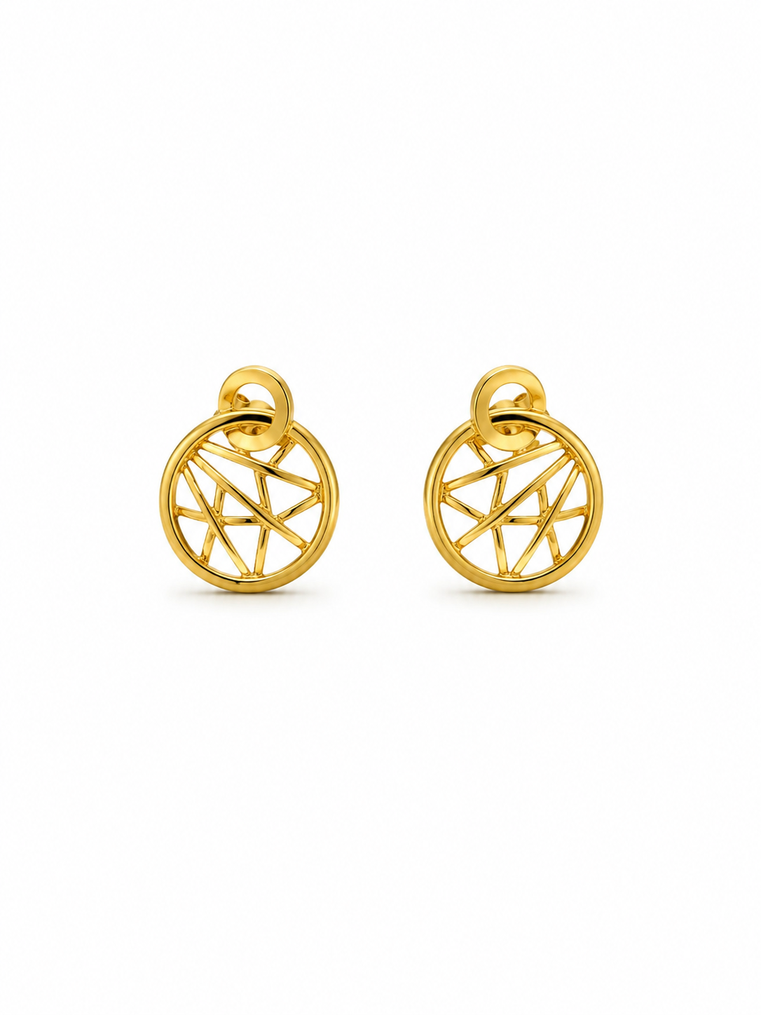 9K Gold Abstract Circle Stud Earrings