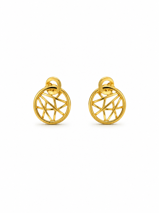 9K Gold Abstract Circle Stud Earrings