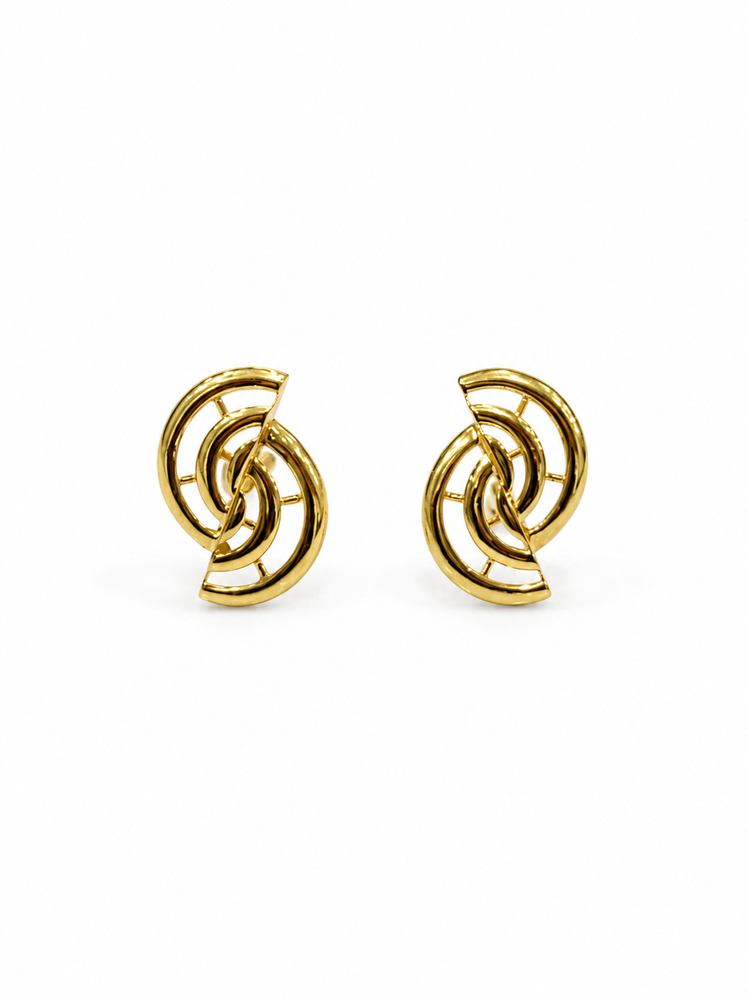 9K Gold Interlocking Circle Designer Stud Earrings