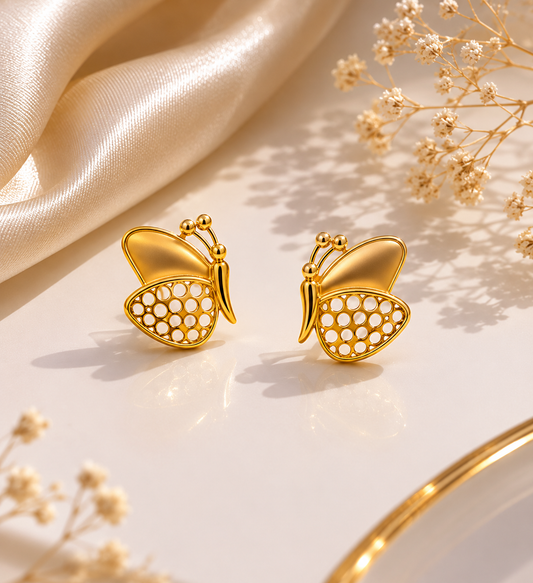 9K Gold Butterfly Stud Earrings