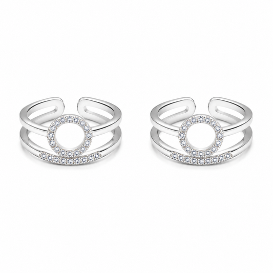 Silver Elegant Double Layer Toe Ring