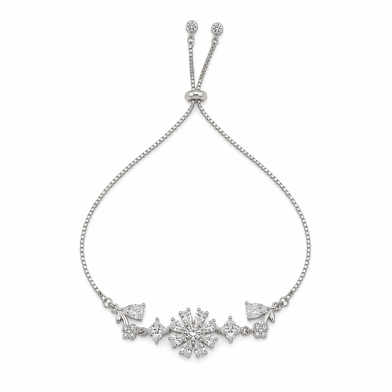Silver Daisy Crystal Bracelet
