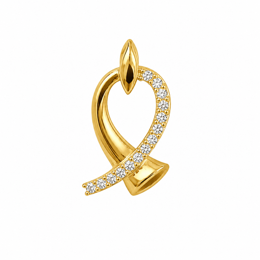9K Gold Ribbon Curve Crystal Pendant