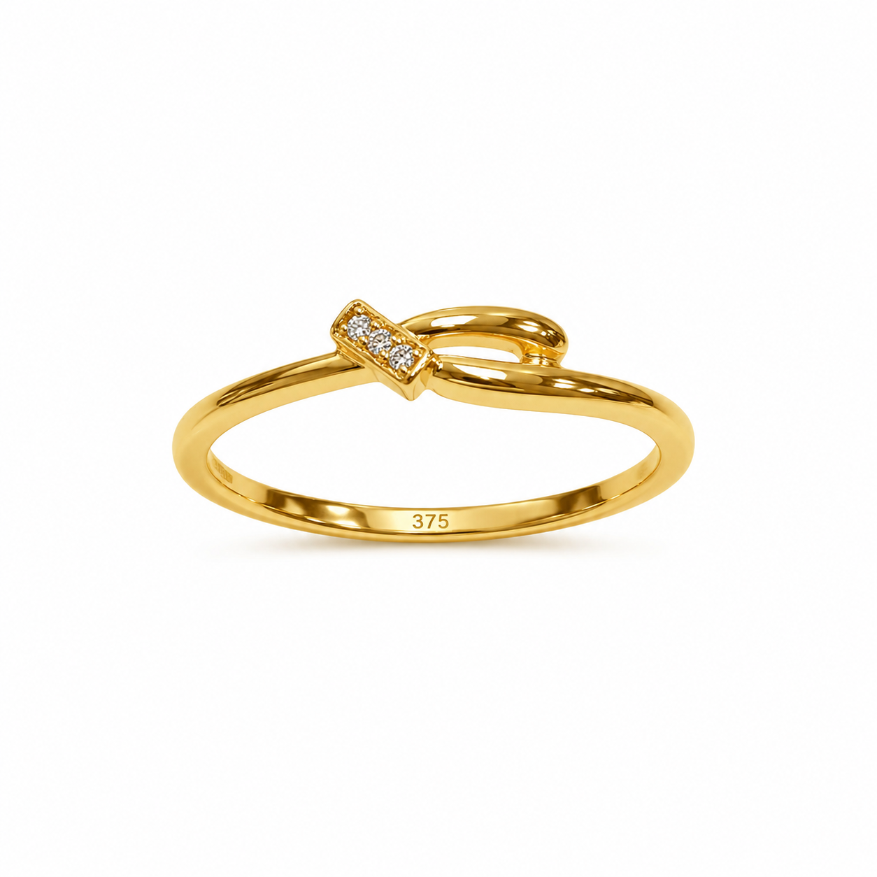 9K Gold Diamond Knot Ring (Size - 11)