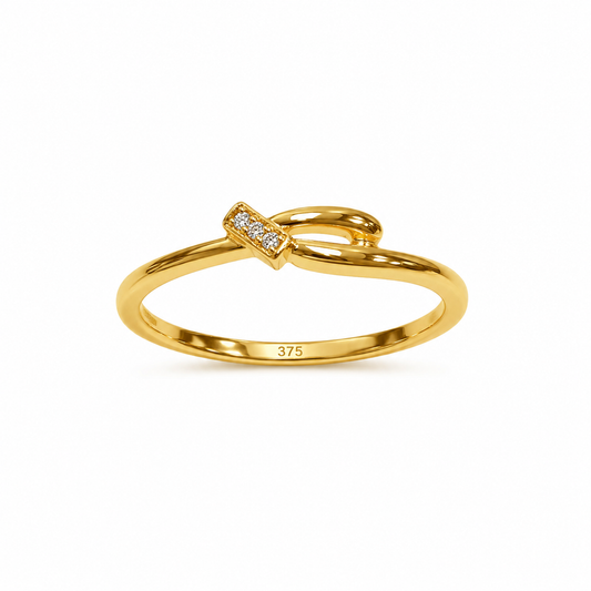 9K Gold Diamond Knot Ring (Size - 11)