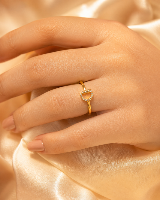 9K Gold Minimalist Initial Ring (Size - 13)