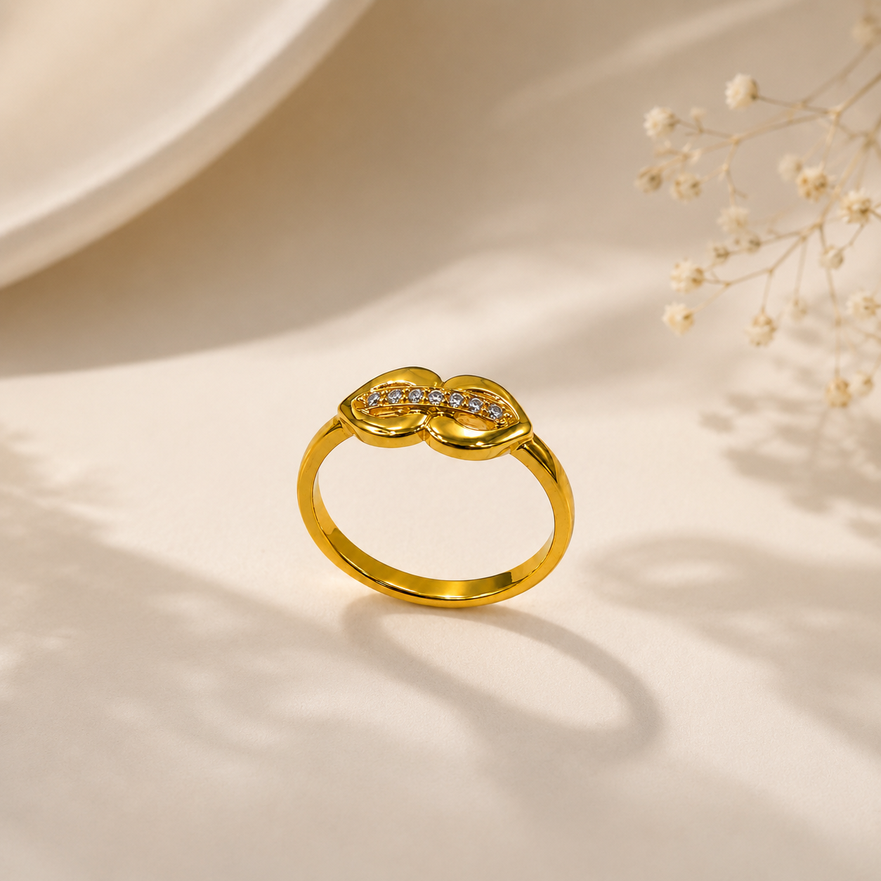 9K Gold Infinity Diamond Ring (Size - 12)