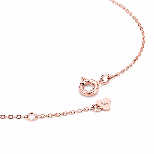 Silver Solitaire Rose gold Platted Necklace