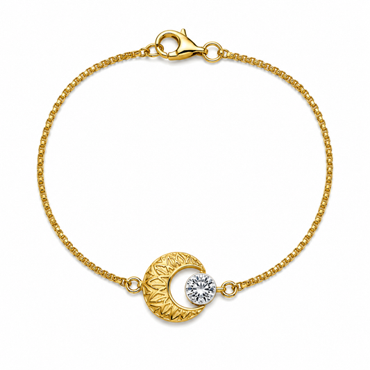 9K Gold Crescent Moon Diamond Bracelet