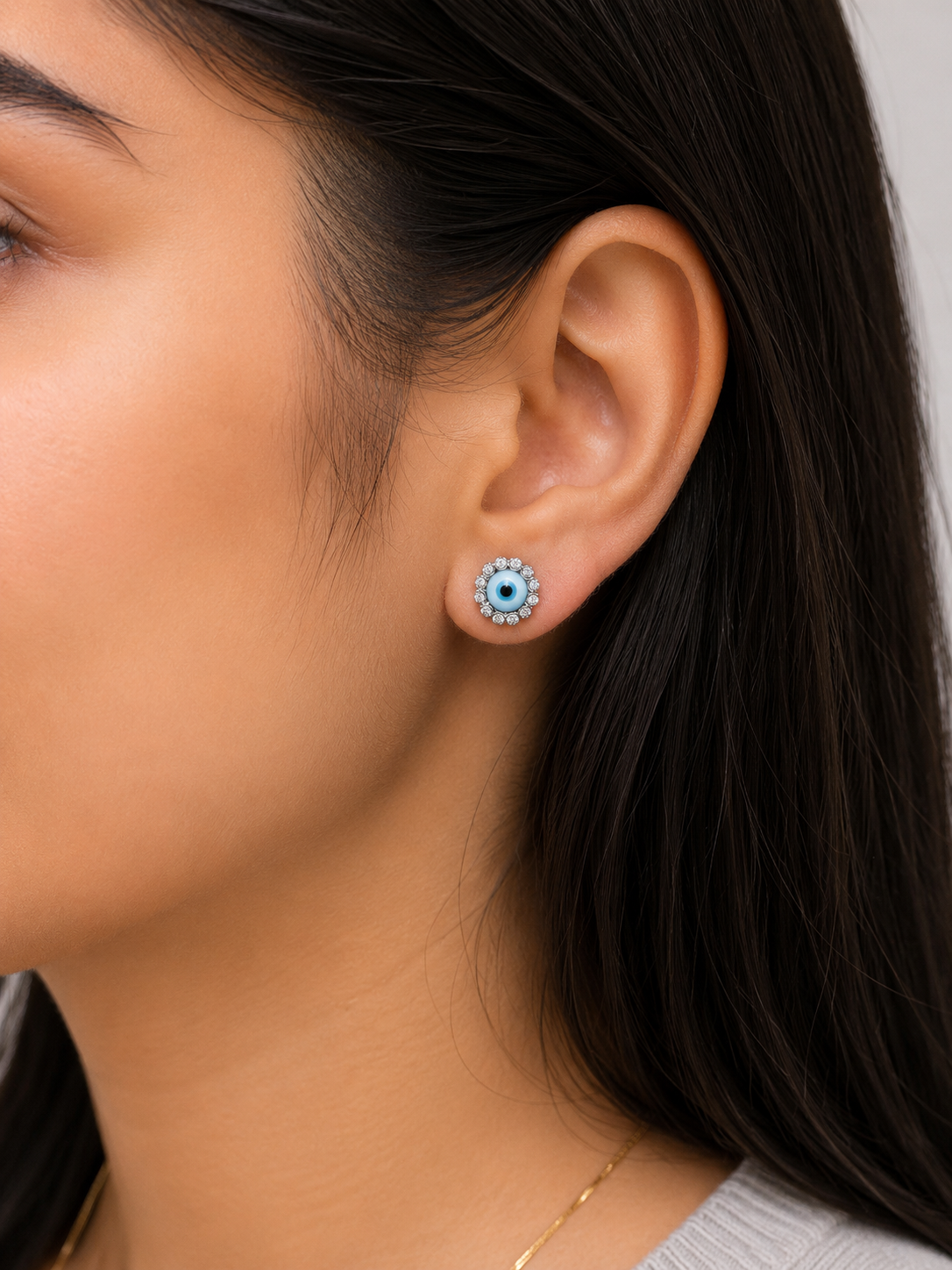 925 Silver Evil Eye Bloom Studs