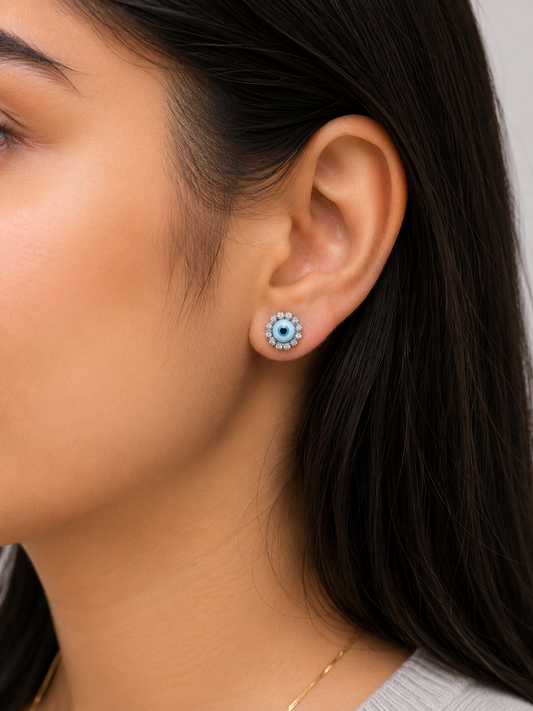 925 Silver Evil Eye Bloom Studs