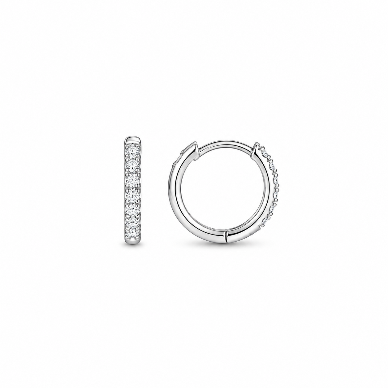 Silver Classic CZ Hoop Earrings