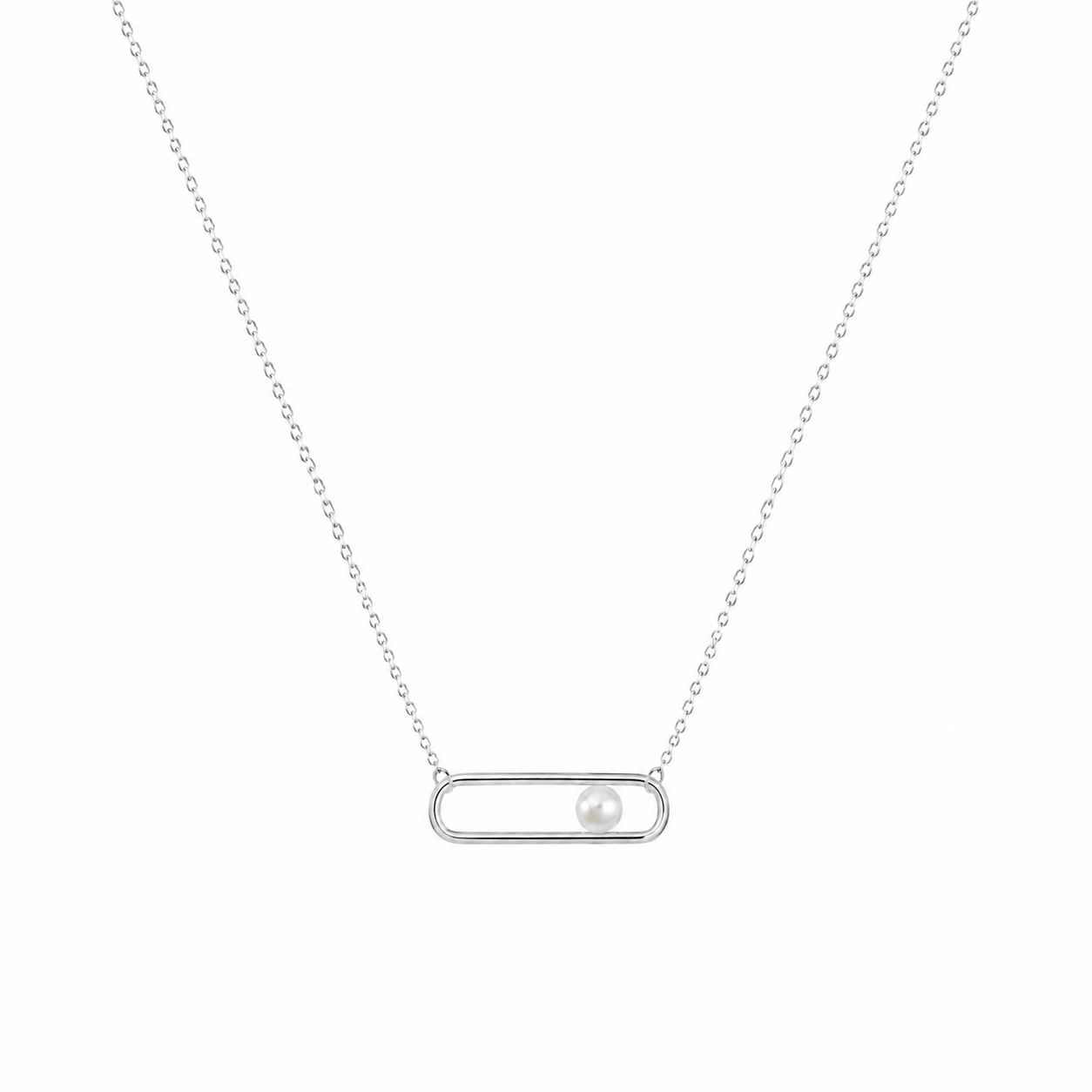 Silver Pearl Bar Necklace