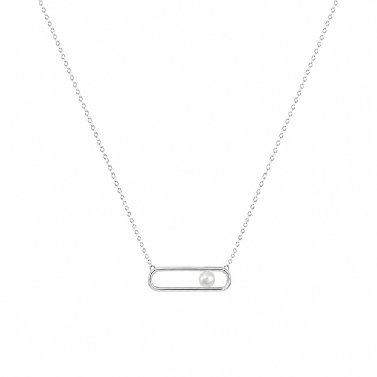 Silver Pearl Bar Necklace