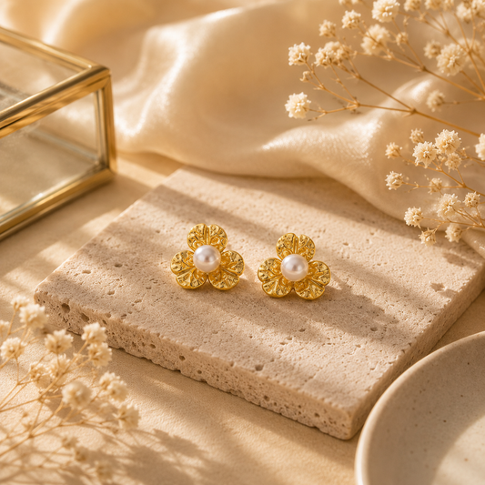 Demi Fine Pearl Bloom Stud Earrings