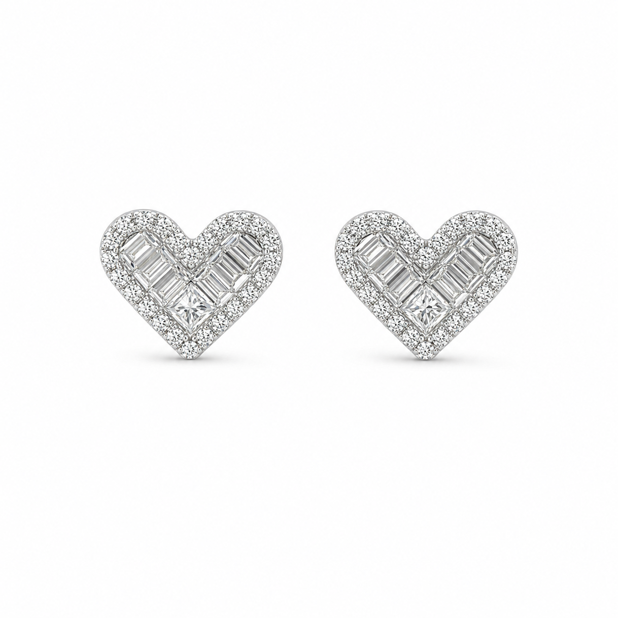 Silver Princess Heart Earrings