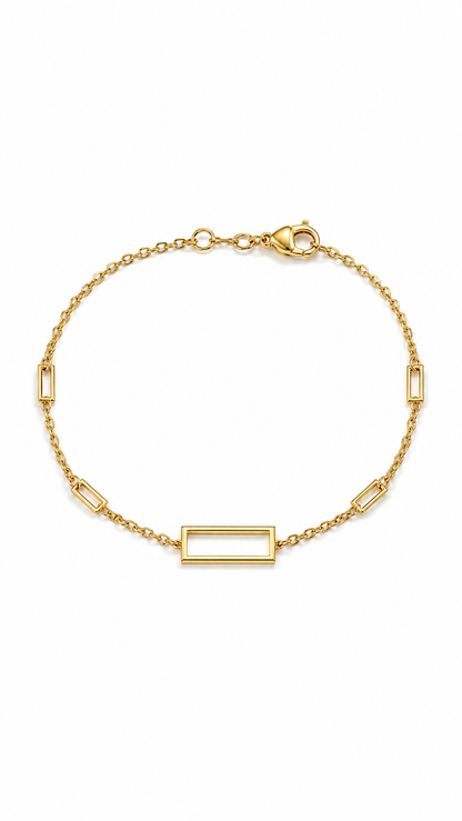 9K Gold Geometric Rectangle Bracelet