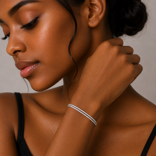 Silver Adjustable Double Row Bracelet