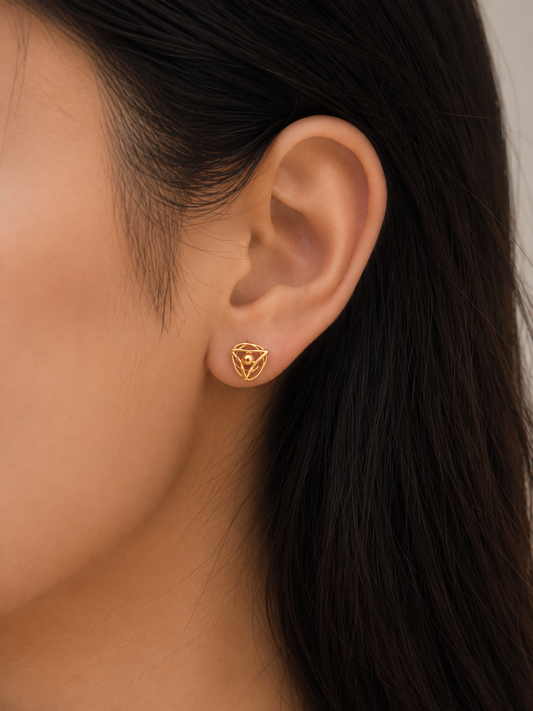 9K Gold Geometric Stud Earrings