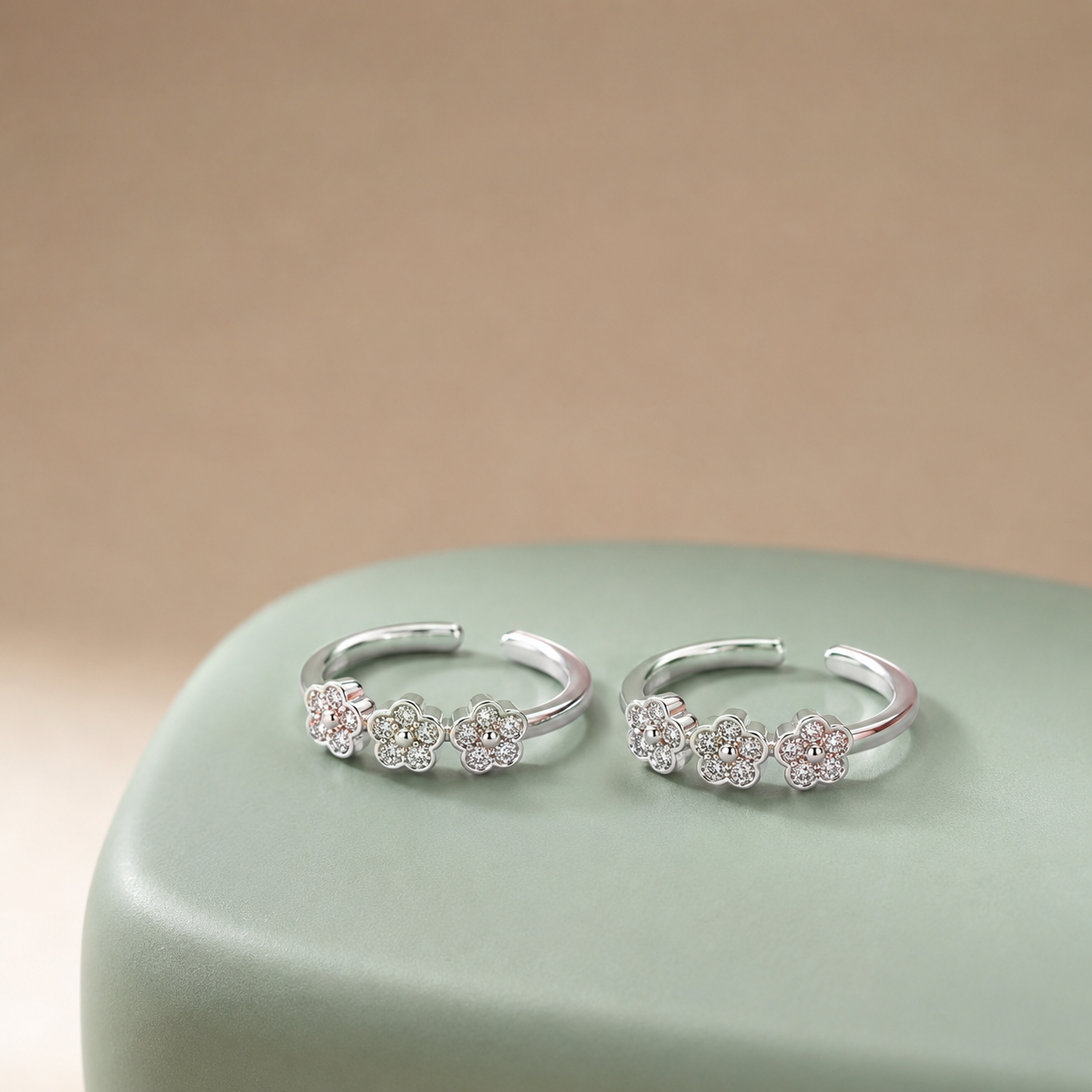 Silver Blossom Trio Toe Ring