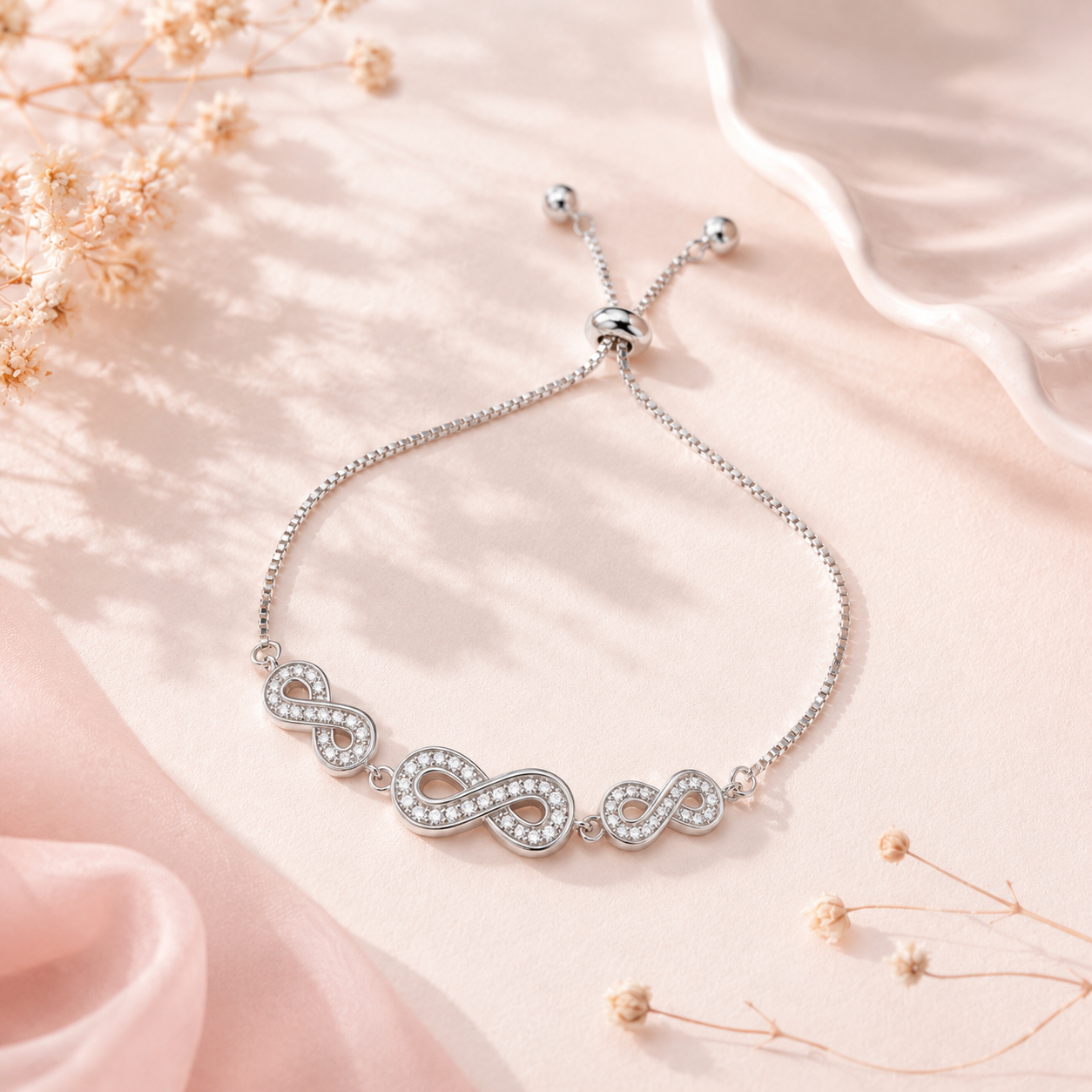 Silver Infinity Adjustable Bracelet