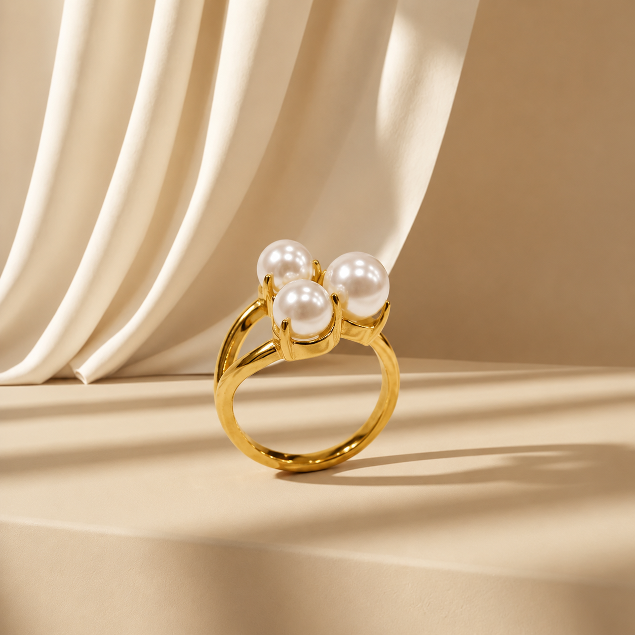 Demi Fine Triple Pearl Statement Ring
