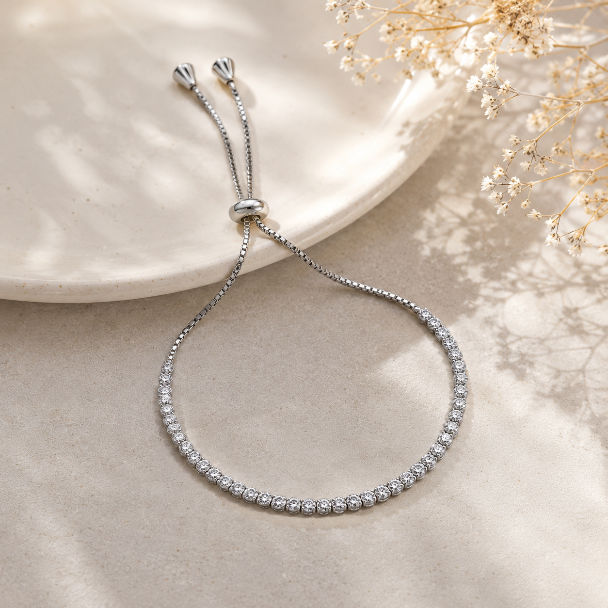 Silver CZ Adjustable Bracelet