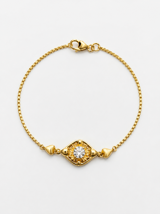 9K Gold Floral Diamond Bracelet